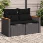 Preview: ARDEBO.de - Gartensofa mit Kissen 2-Sitzer Schwarz Poly Rattan