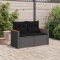 Preview: Gartensofa mit Kissen 2-Sitzer Schwarz Poly Rattan