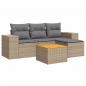 Preview: 5-tlg. Garten-Sofagarnitur mit Kissen Beige Poly Rattan