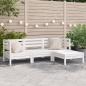 Preview: ARDEBO.de - Gartensofa 3-Sitzer mit Hocker Weiß Massivholz Kiefer