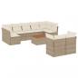 Preview: ARDEBO.de - 10-tlg. Garten-Sofagarnitur mit Kissen Beige Poly Rattan