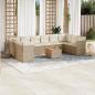 Preview: ARDEBO.de - 11-tlg. Garten-Sofagarnitur mit Kissen Beige Poly Rattan