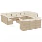 Preview: ARDEBO.de - 14-tlg. Garten-Sofagarnitur mit Kissen Beige Poly Rattan