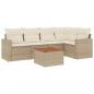 Preview: ARDEBO.de - 6-tlg. Garten-Sofagarnitur mit Kissen Beige Poly Rattan