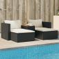 Preview: ARDEBO.de - 5tlg. Garten-Sofagarnitur mit Kissen Schwarz Poly Rattan Akazie