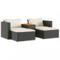 Preview: 5tlg. Garten-Sofagarnitur mit Kissen Schwarz Poly Rattan Akazie