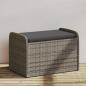 Preview: ARDEBO.de - Sitzbank mit Stauraum & Kissen Grau 80x51x52 cm Poly Rattan