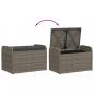 Preview: Sitzbank mit Stauraum & Kissen Grau 80x51x52 cm Poly Rattan