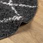 Preview: Teppich Shaggy Hochflor Modern Schwarz und Creme Ø 120 cm