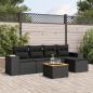 Preview: ARDEBO.de - 6-tlg. Garten-Sofagarnitur mit Kissen Schwarz Poly Rattan