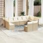 Preview: ARDEBO.de - 12-tlg. Garten-Sofagarnitur mit Kissen Beige Poly Rattan