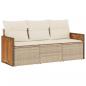 Preview: 3-tlg. Garten-Sofagarnitur mit Kissen Beige Poly Rattan