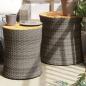 Preview: ARDEBO.de - Garten-Beistelltische 2 Stk. mit Holzplatte Grau Poly Rattan