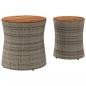 Preview: Garten-Beistelltische 2 Stk. mit Holzplatte Grau Poly Rattan