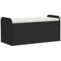 Preview: ARDEBO.de - Sitzbank mit Stauraum & Kissen Schwarz 115x51x52 cm Poly Rattan