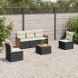 Preview: ARDEBO.de - 6-tlg. Garten-Sofagarnitur mit Kissen Schwarz Poly Rattan