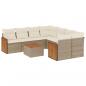 Preview: ARDEBO.de - 9-tlg. Garten-Sofagarnitur mit Kissen Beige Poly Rattan