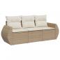 Preview: 3-tlg. Garten-Sofagarnitur mit Kissen Beige Poly Rattan