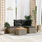 Preview: ARDEBO.de - 5-tlg. Garten-Sofagarnitur mit Kissen Grau Poly Rattan