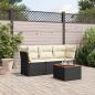 Preview: ARDEBO.de - 4-tlg. Garten-Sofagarnitur mit Kissen Schwarz Poly Rattan