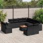 Preview: ARDEBO.de - 12-tlg. Garten-Sofagarnitur mit Kissen Schwarz Poly Rattan