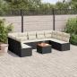 Preview: ARDEBO.de - 10-tlg. Garten-Sofagarnitur mit Kissen Schwarz Poly Rattan