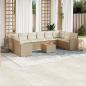 Preview: ARDEBO.de - 11-tlg. Garten-Sofagarnitur mit Kissen Beige Poly Rattan