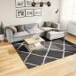 Preview: ARDEBO.de - Teppich Shaggy Hochflor Modern Schwarz und Creme 240x240 cm