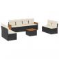 Preview: ARDEBO.de - 9-tlg. Garten-Sofagarnitur mit Kissen Schwarz Poly Rattan