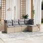 Preview: ARDEBO.de - 5-tlg. Garten-Sofagarnitur mit Kissen Beige Poly Rattan