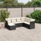 Preview: ARDEBO.de - 7-tlg. Garten-Sofagarnitur mit Kissen Schwarz Poly Rattan