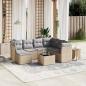 Preview: ARDEBO.de - 8-tlg. Garten-Sofagarnitur mit Kissen Beige Poly Rattan