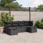 Preview: ARDEBO.de - 6-tlg. Garten-Sofagarnitur mit Kissen Schwarz Poly Rattan