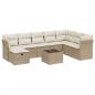 Preview: 9-tlg. Garten-Sofagarnitur mit Kissen Beige Poly Rattan