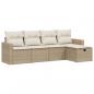 Preview: 5-tlg. Garten-Sofagarnitur mit Kissen Beige Poly Rattan