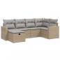 Preview: 6-tlg. Garten-Sofagarnitur mit Kissen Beige Poly Rattan