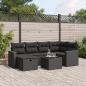 Preview: ARDEBO.de - 7-tlg. Garten-Sofagarnitur mit Kissen Schwarz Poly Rattan