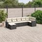 Preview: ARDEBO.de - 7-tlg. Garten-Sofagarnitur mit Kissen Schwarz Poly Rattan