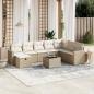 Preview: ARDEBO.de - 9-tlg. Garten-Sofagarnitur mit Kissen Beige Poly Rattan