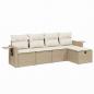 Preview: 5-tlg. Garten-Sofagarnitur mit Kissen Beige Poly Rattan