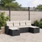 Preview: ARDEBO.de - 6-tlg. Garten-Sofagarnitur mit Kissen Schwarz Poly Rattan