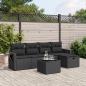 Preview: ARDEBO.de - 6-tlg. Garten-Sofagarnitur mit Kissen Schwarz Poly Rattan