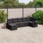 Preview: ARDEBO.de - 7-tlg. Garten-Sofagarnitur mit Kissen Schwarz Poly Rattan