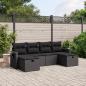 Preview: ARDEBO.de - 6-tlg. Garten-Sofagarnitur mit Kissen Schwarz Poly Rattan