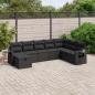 Preview: ARDEBO.de - 8-tlg. Garten-Sofagarnitur mit Kissen Schwarz Poly Rattan