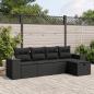 Preview: ARDEBO.de - 5-tlg. Garten-Sofagarnitur mit Kissen Schwarz Poly Rattan