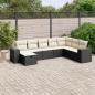 Preview: ARDEBO.de - 8-tlg. Garten-Sofagarnitur mit Kissen Schwarz Poly Rattan