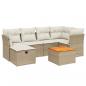 Preview: 7-tlg. Garten-Sofagarnitur mit Kissen Beige Poly Rattan