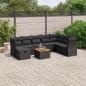 Preview: ARDEBO.de - 9-tlg. Garten-Sofagarnitur mit Kissen Schwarz Poly Rattan