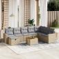 Preview: ARDEBO.de - 9-tlg. Garten-Sofagarnitur mit Kissen Beige Poly Rattan